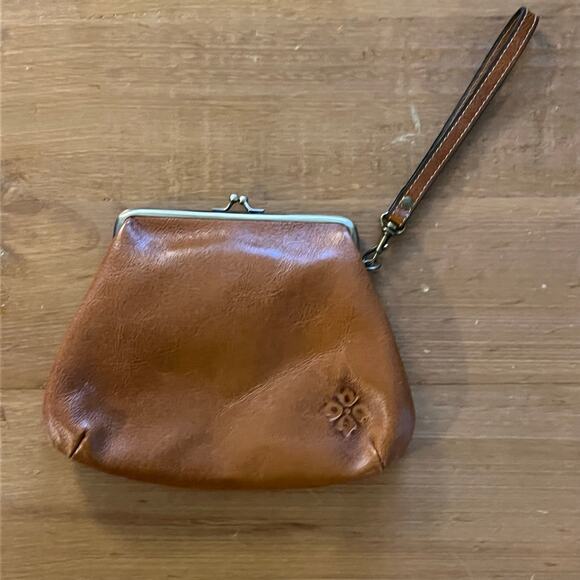 Patricia Nash Leather Wristlet Bag Brown Floral Embossed Kisslock Western Boho - Picture 2 of 6